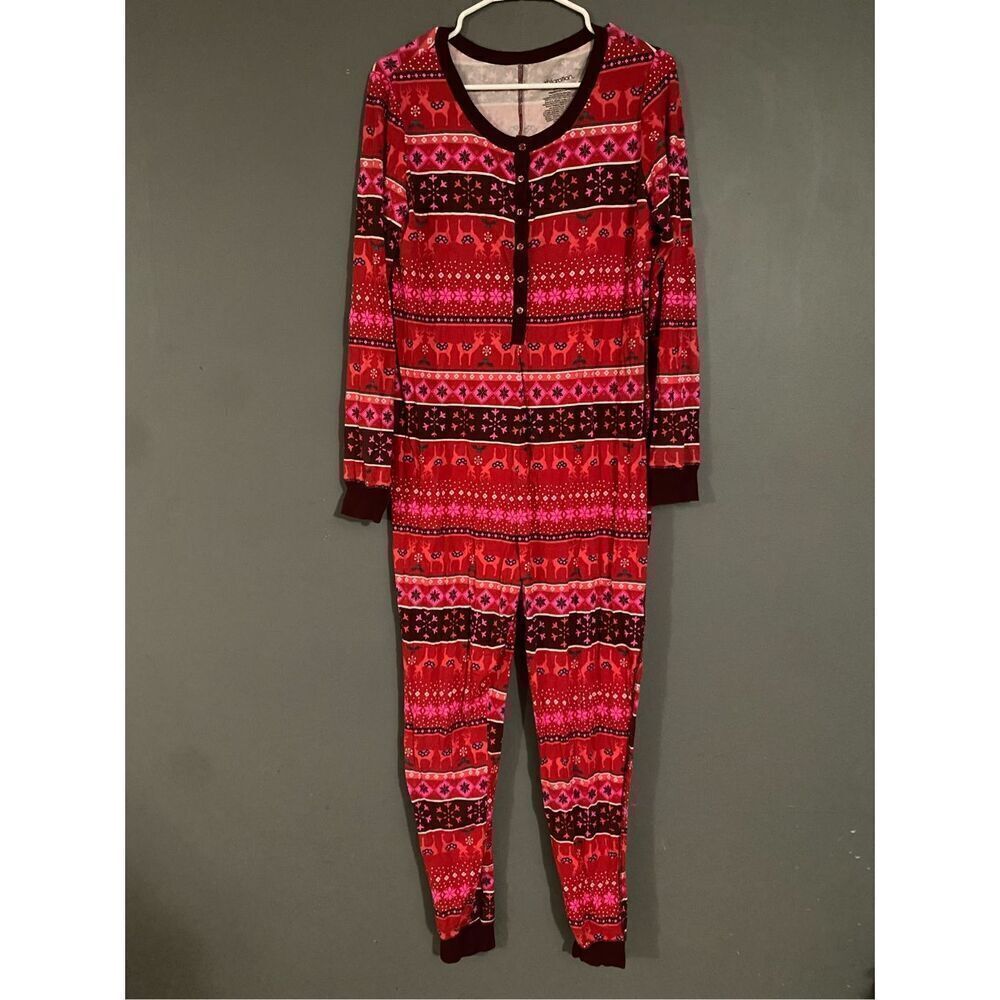 Xhilaration Pink Purple Long John Long Sleeve Jogger Jumpsuit Size Large